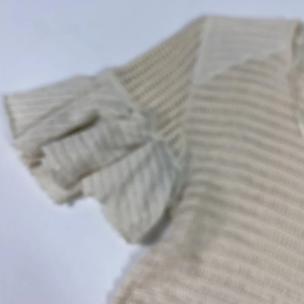 Free People Sweater Womens XS White Open Knit Ruffle‎ Bell Sleeve Boho Top